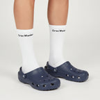 Croc wanker White socks with black text on a white background