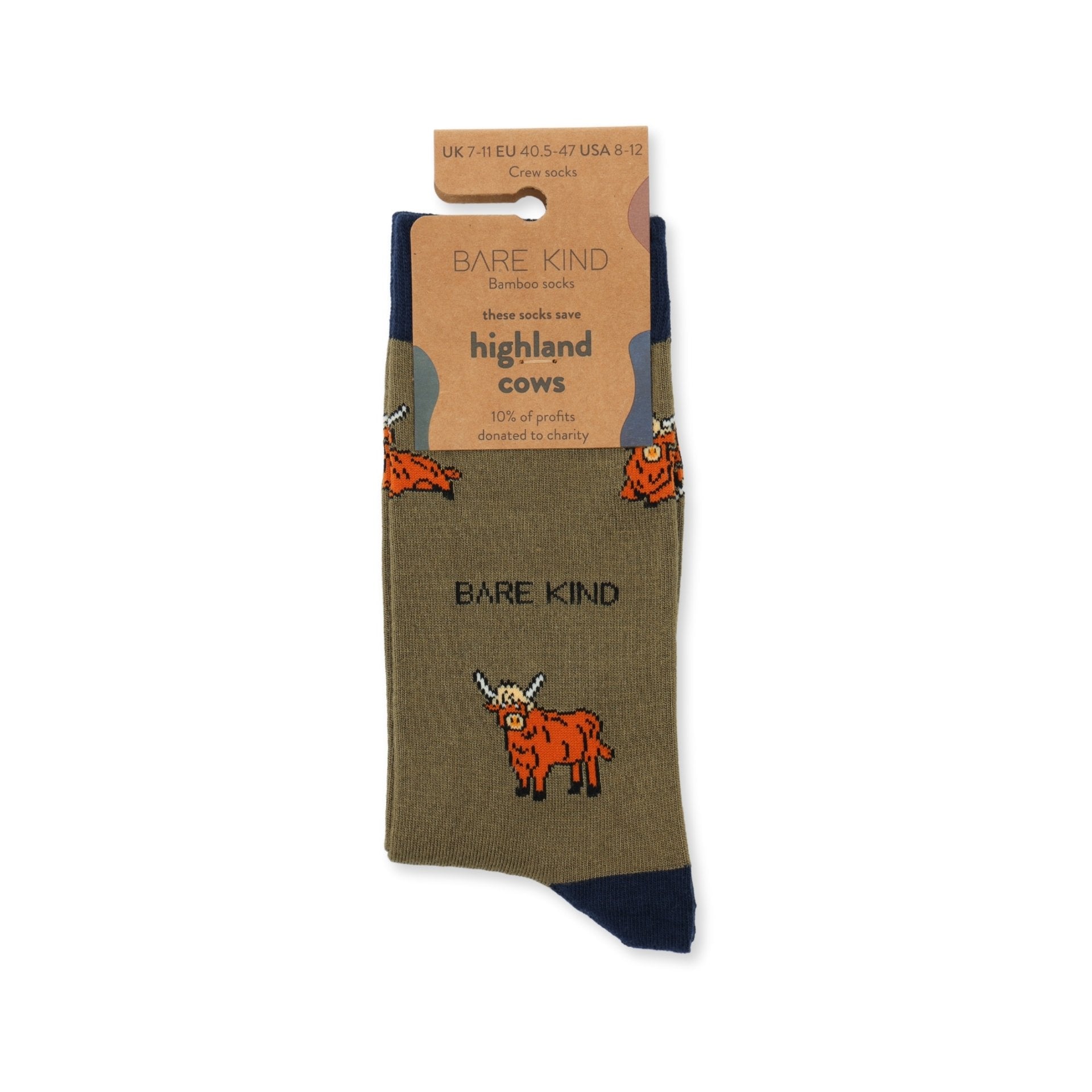 Save the Green Highland Cow Bamboo Socks