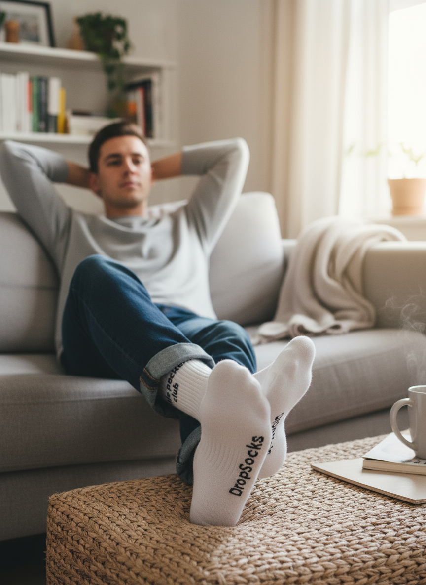 Man wearing Little Pecker Club socks