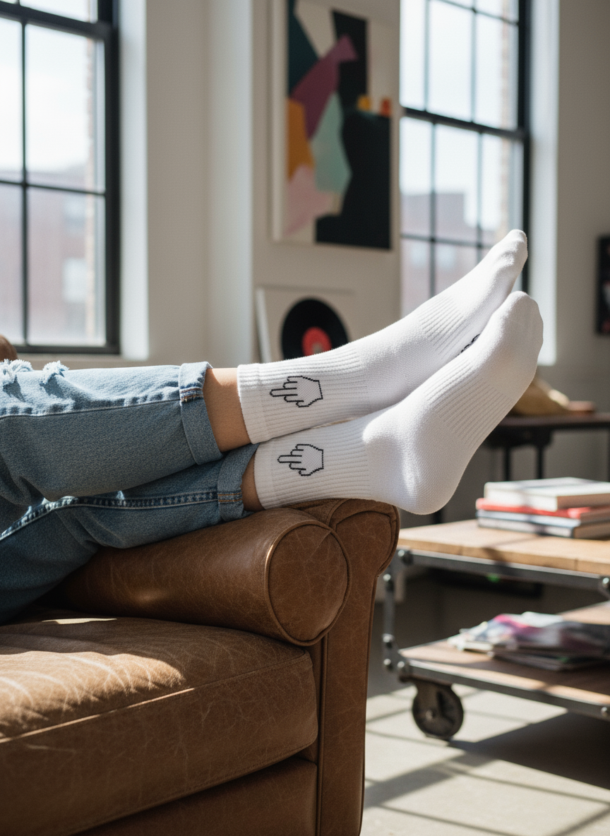 "Middle Finger" socks lifestyle image