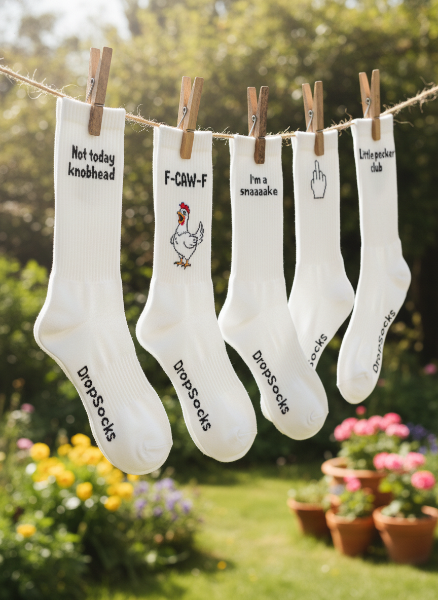 Quoted Socks on washing line